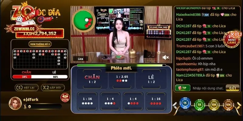 Xóc đĩa live cùng dealer xinh đẹp, thắng đã tay